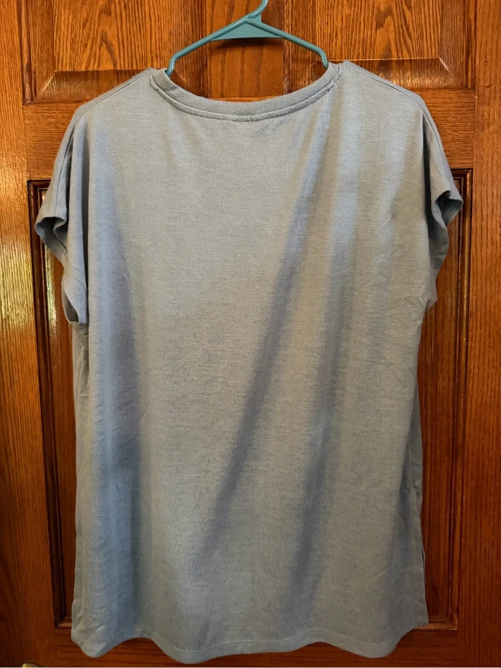 Orvis L Light Blue V Neck Short Sleeve Pullover